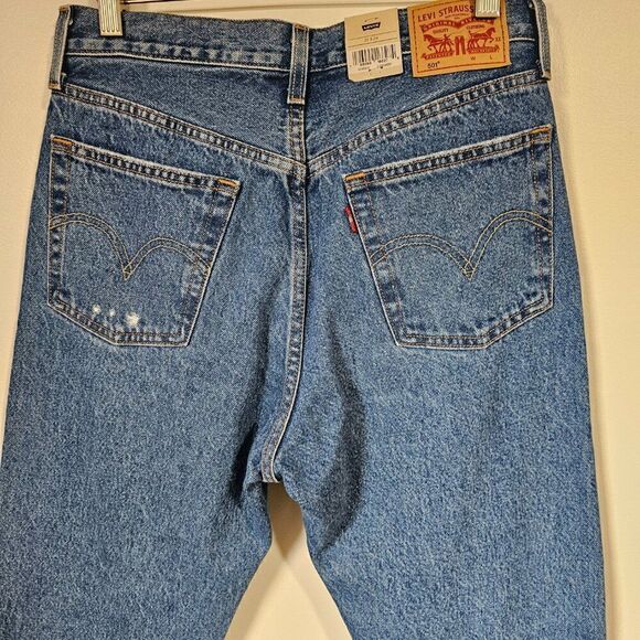 NWT LEVI'S 501 STRAIGHT RIPPED JEANS 27 X 26 WOMENS - Picture 4 of 16